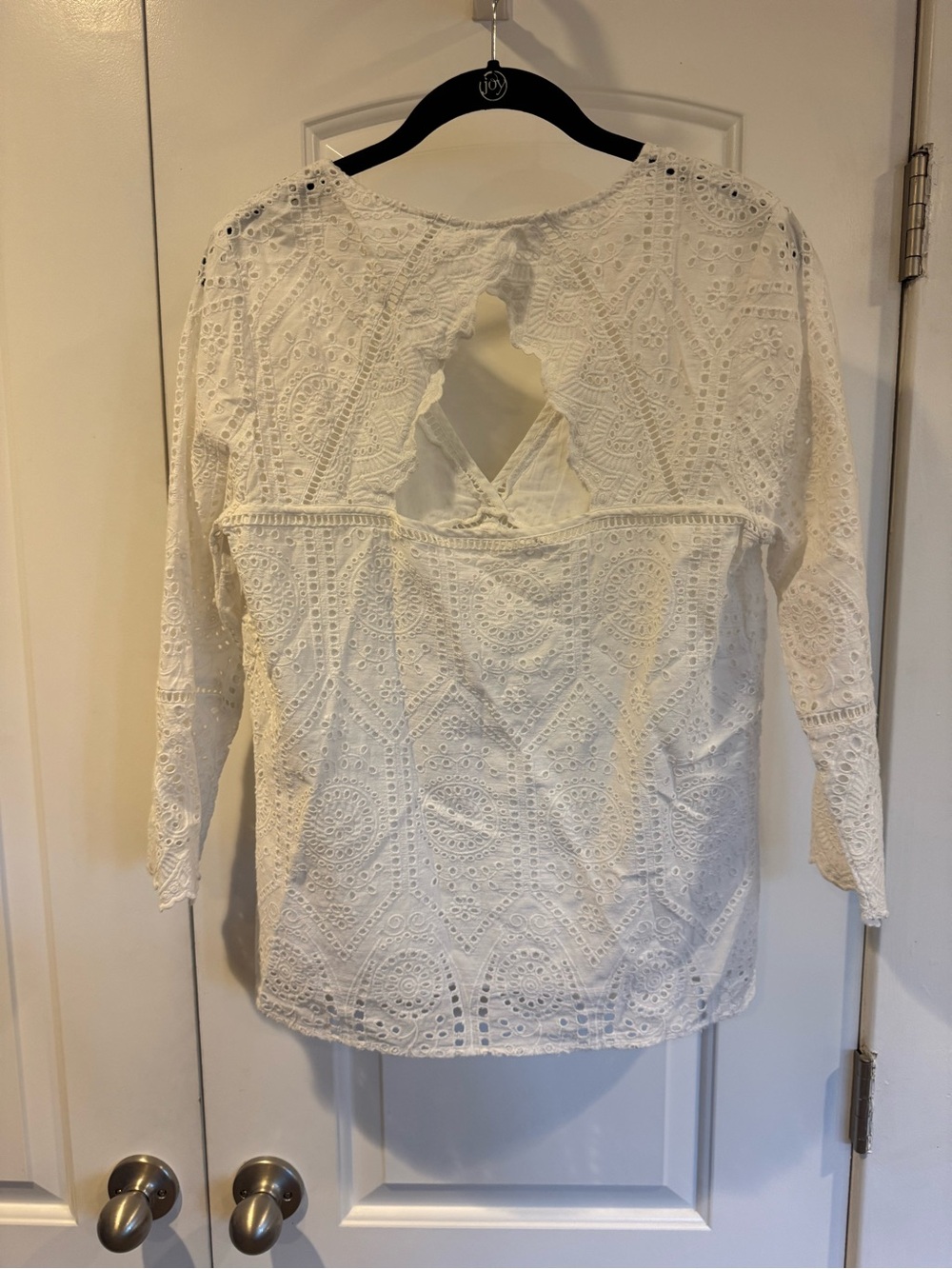 SEZANE ANDREA White v- neck Broderie Anglaise BLOUSE Top size 10 - Picture 7 of 10